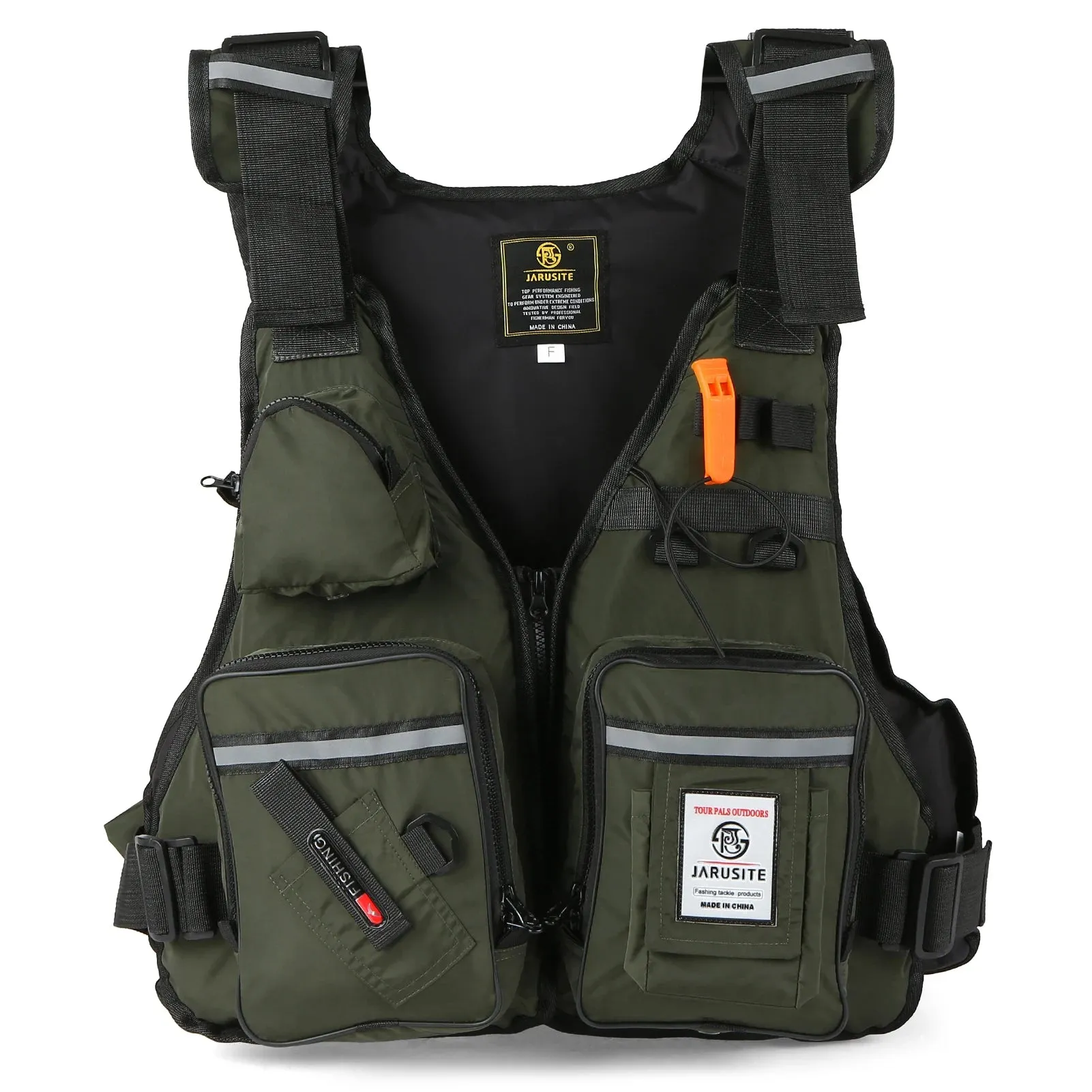 Multi-Pockets Fly Fishing Jacket Buoyancy Vest with Water Bottle Holder