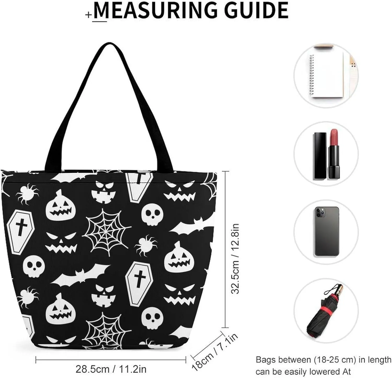 Multicolored Bright Faces Halloweens Hobo Handbags With Zipper Women's Tote Handbags