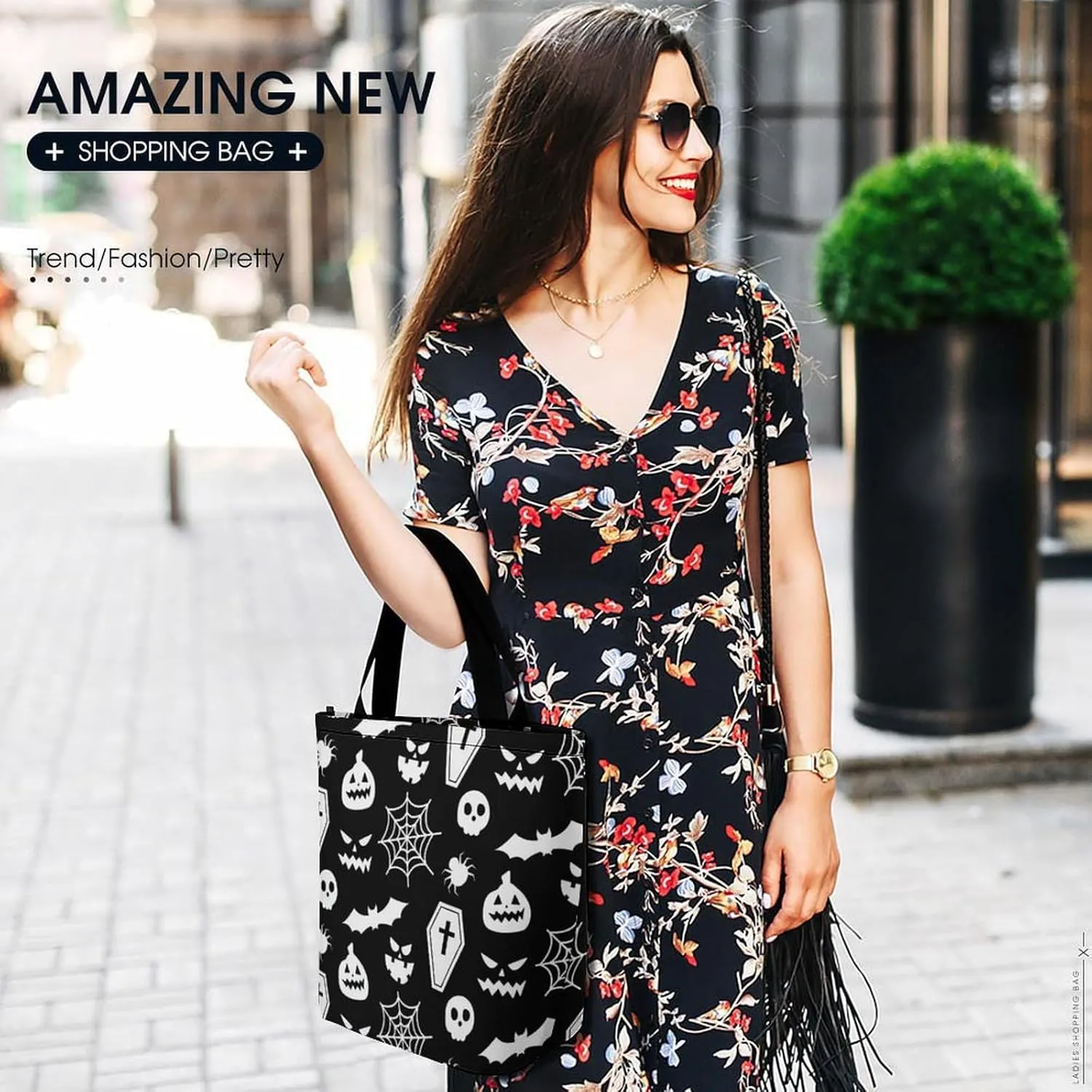 Multicolored Bright Faces Halloweens Hobo Handbags With Zipper Women's Tote Handbags
