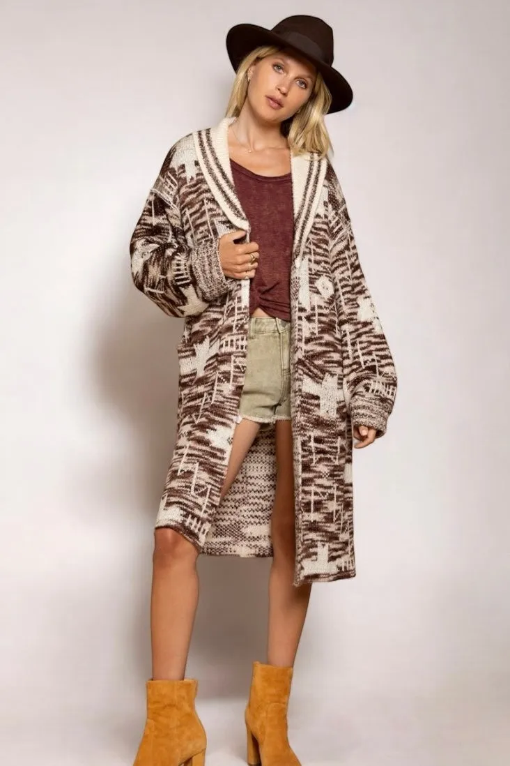 My Arizona Escape Collared   Belted Aztec Midi Cardi