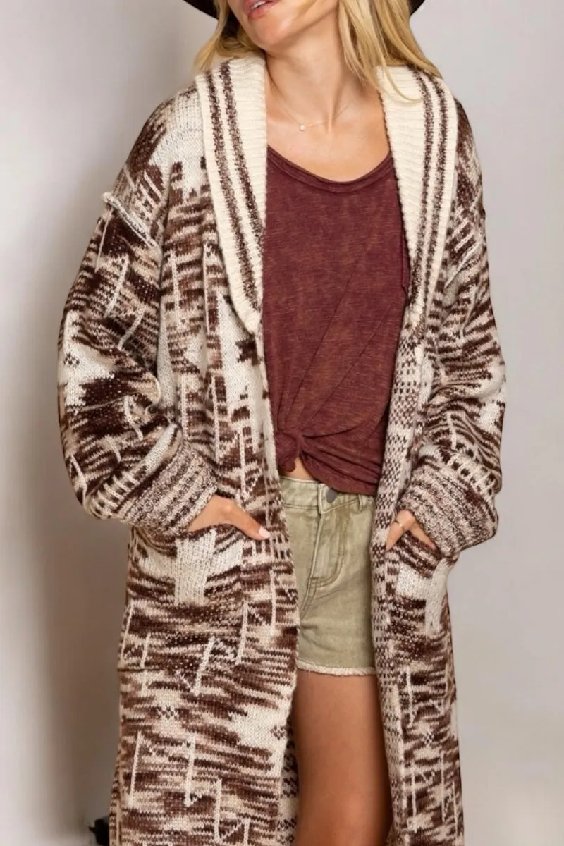 My Arizona Escape Collared   Belted Aztec Midi Cardi