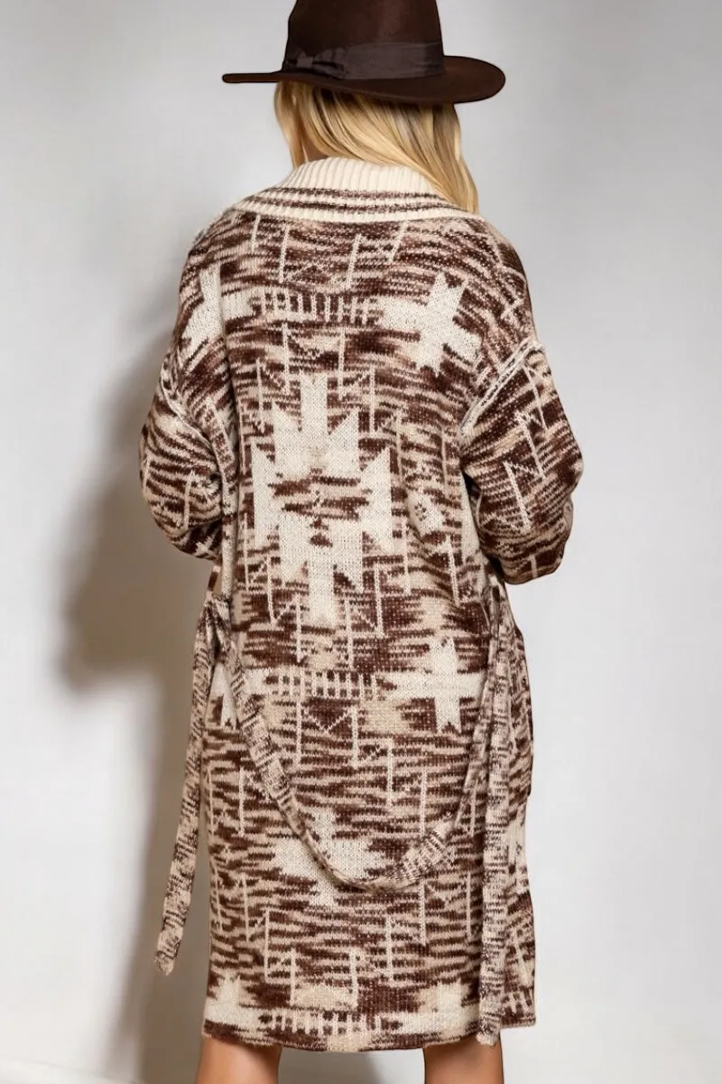 My Arizona Escape Collared   Belted Aztec Midi Cardi