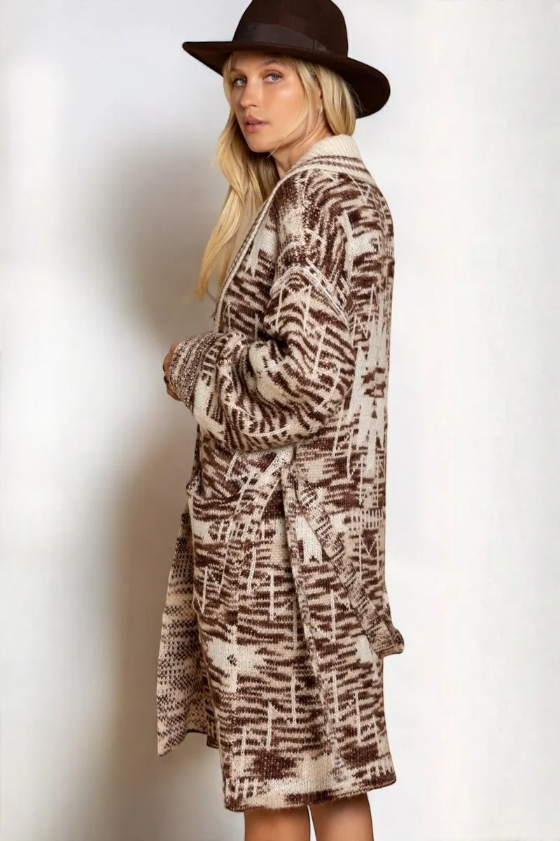 My Arizona Escape Collared   Belted Aztec Midi Cardi