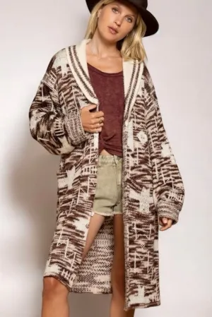 My Arizona Escape Collared   Belted Aztec Midi Cardi