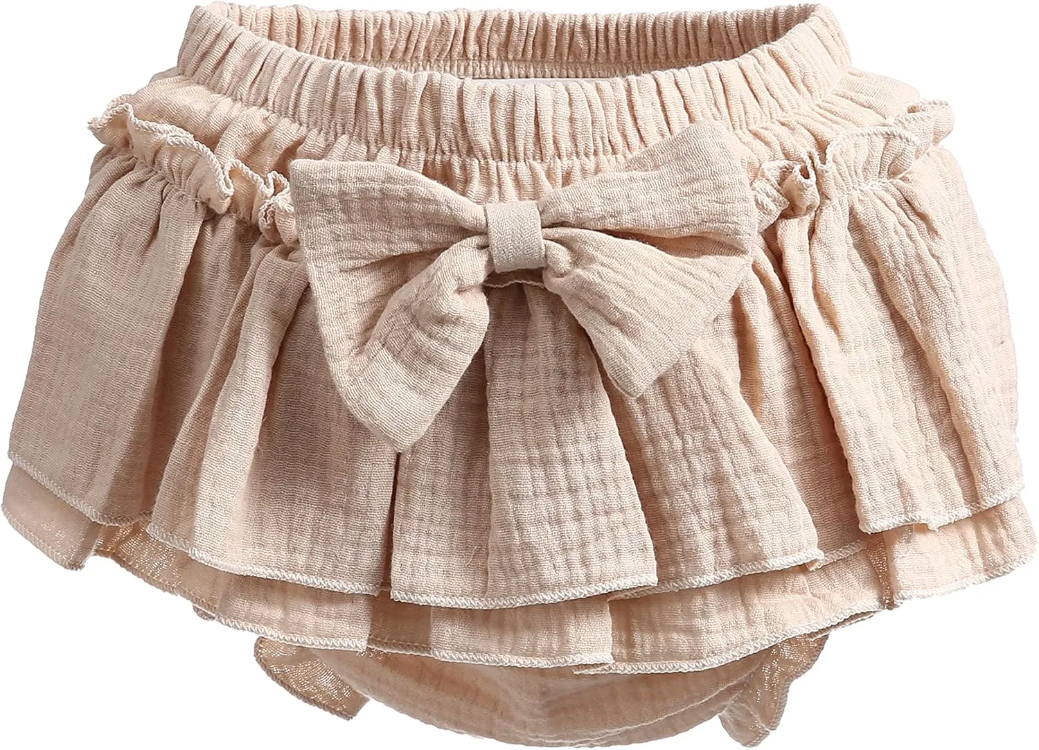 Newborn Baby Girl Cotton Skirts with Built-in Shorts Toddlers Ruffle Diaper Covers Infant Skorts with Bows Headband Set