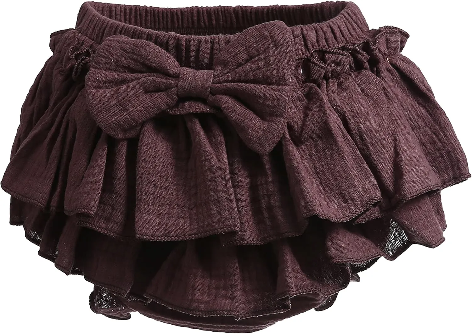 Newborn Baby Girl Cotton Skirts with Built-in Shorts Toddlers Ruffle Diaper Covers Infant Skorts with Bows Headband Set