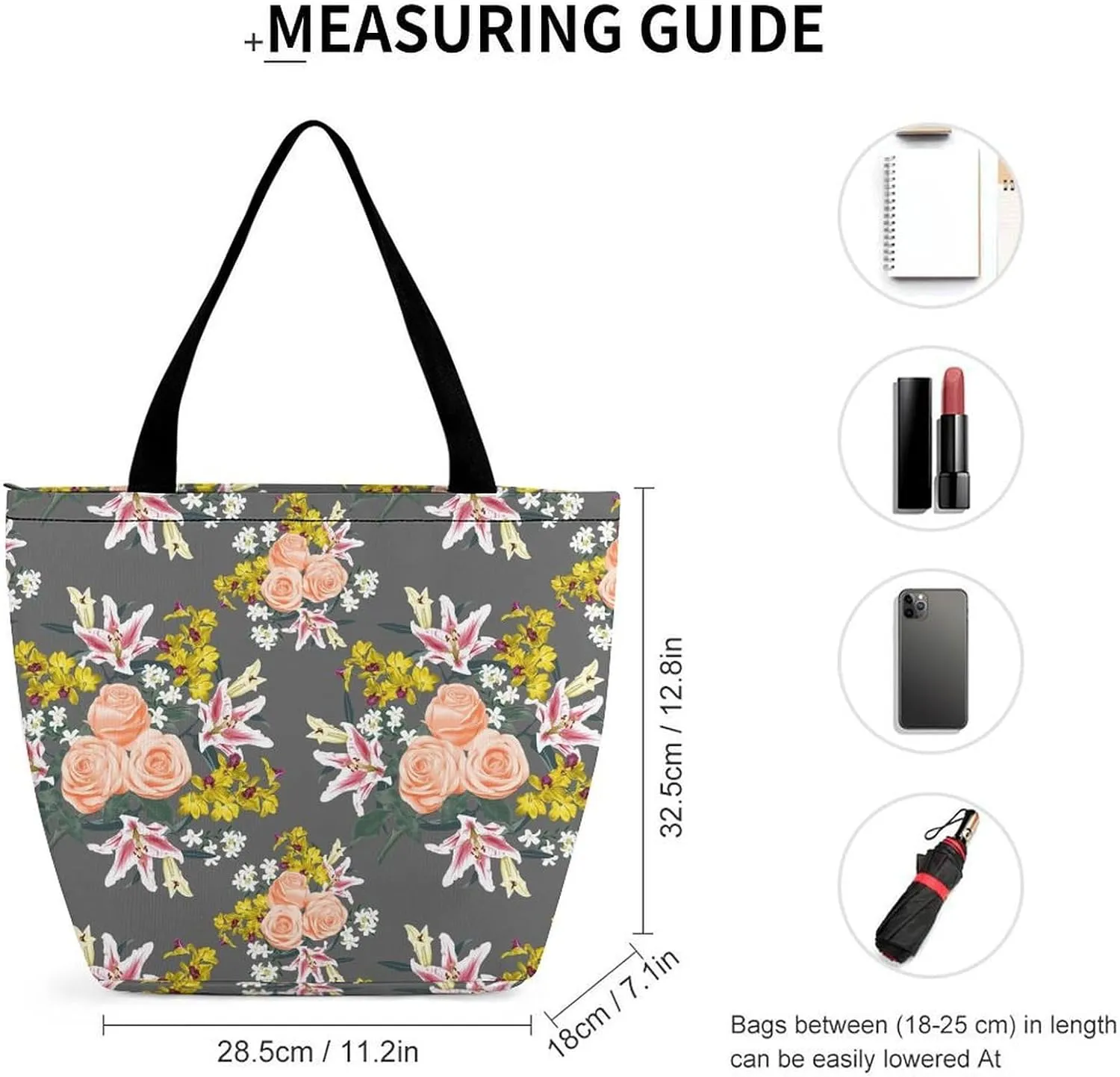 Pink Rose Orchid Lily Flowers Hobo Handbags With Zipper Women's Tote Handbags