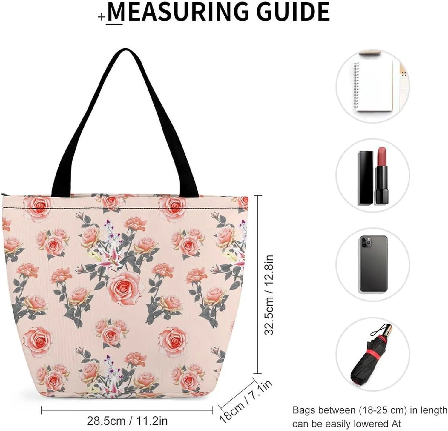 Pink Rose Orchid Lily Flowers Hobo Handbags With Zipper Women's Tote Handbags