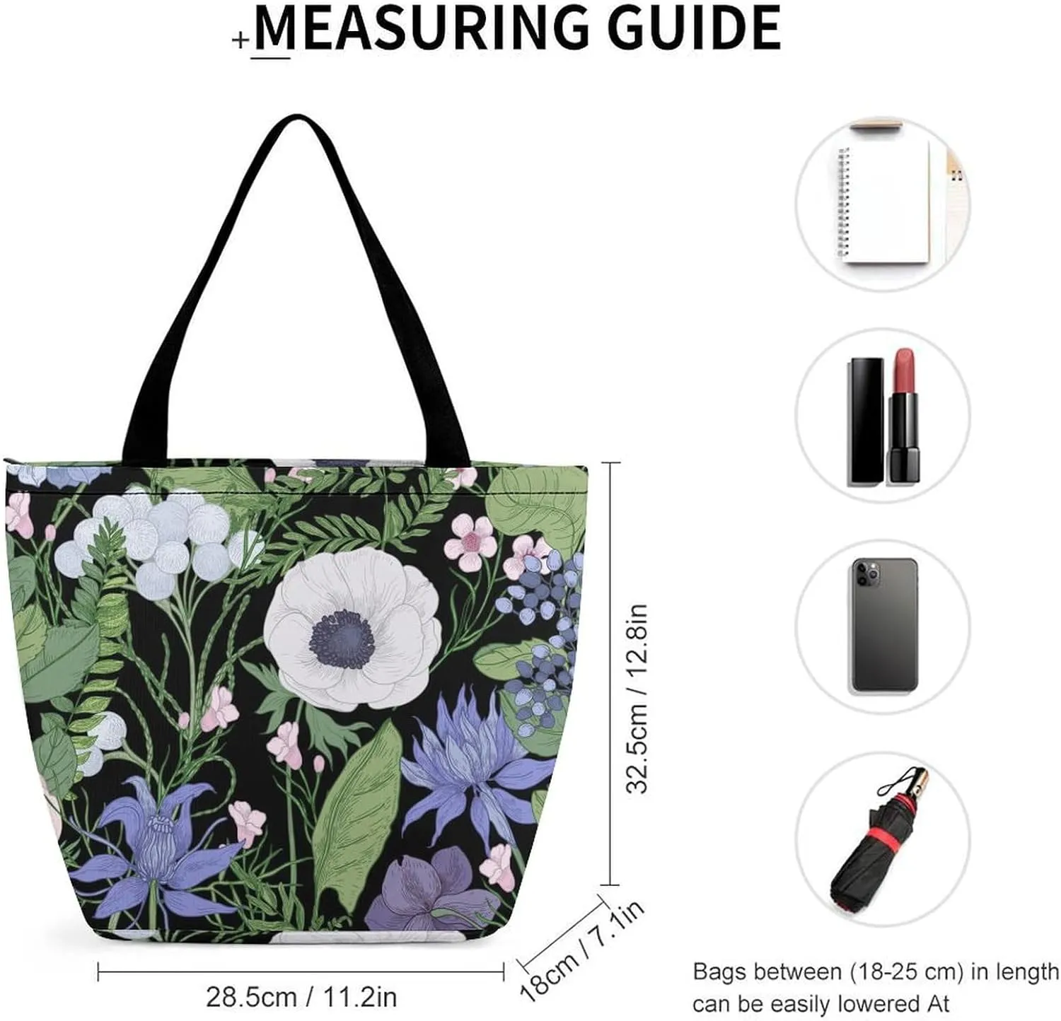 Pink Wild Flowers Print Hobo Handbags With Zipper Women's Tote Handbags