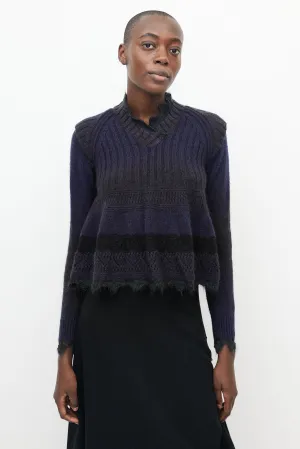 Purple & Black Crochet Trim Peplum Sweater