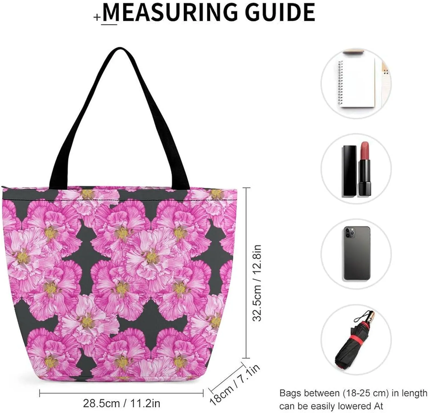 Red Rose Flowers Print Hobo Handbags With Zipper Women's Tote Handbags