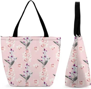 Red Rose Flowers Print Hobo Handbags With Zipper Women's Tote Handbags