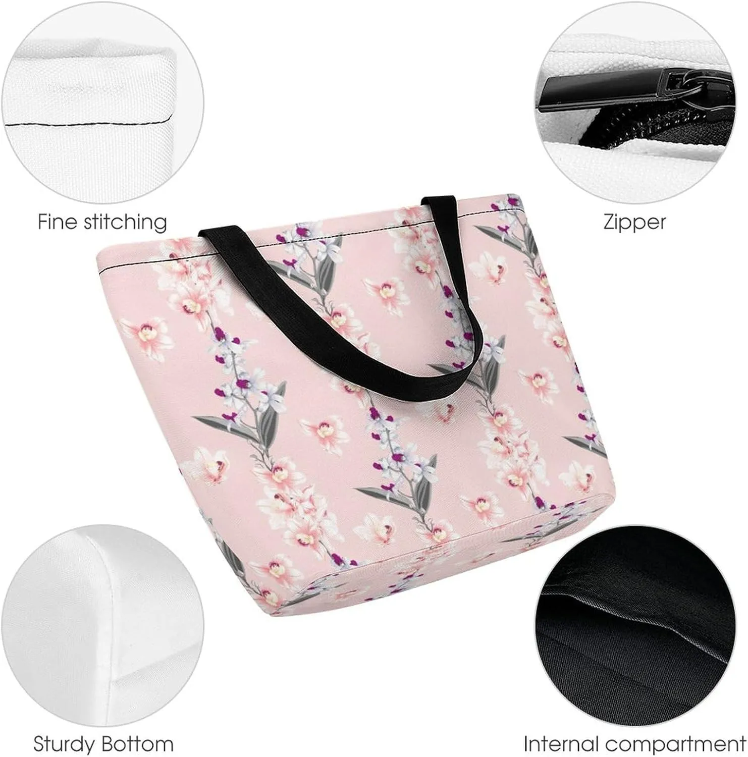 Red Rose Flowers Print Hobo Handbags With Zipper Women's Tote Handbags