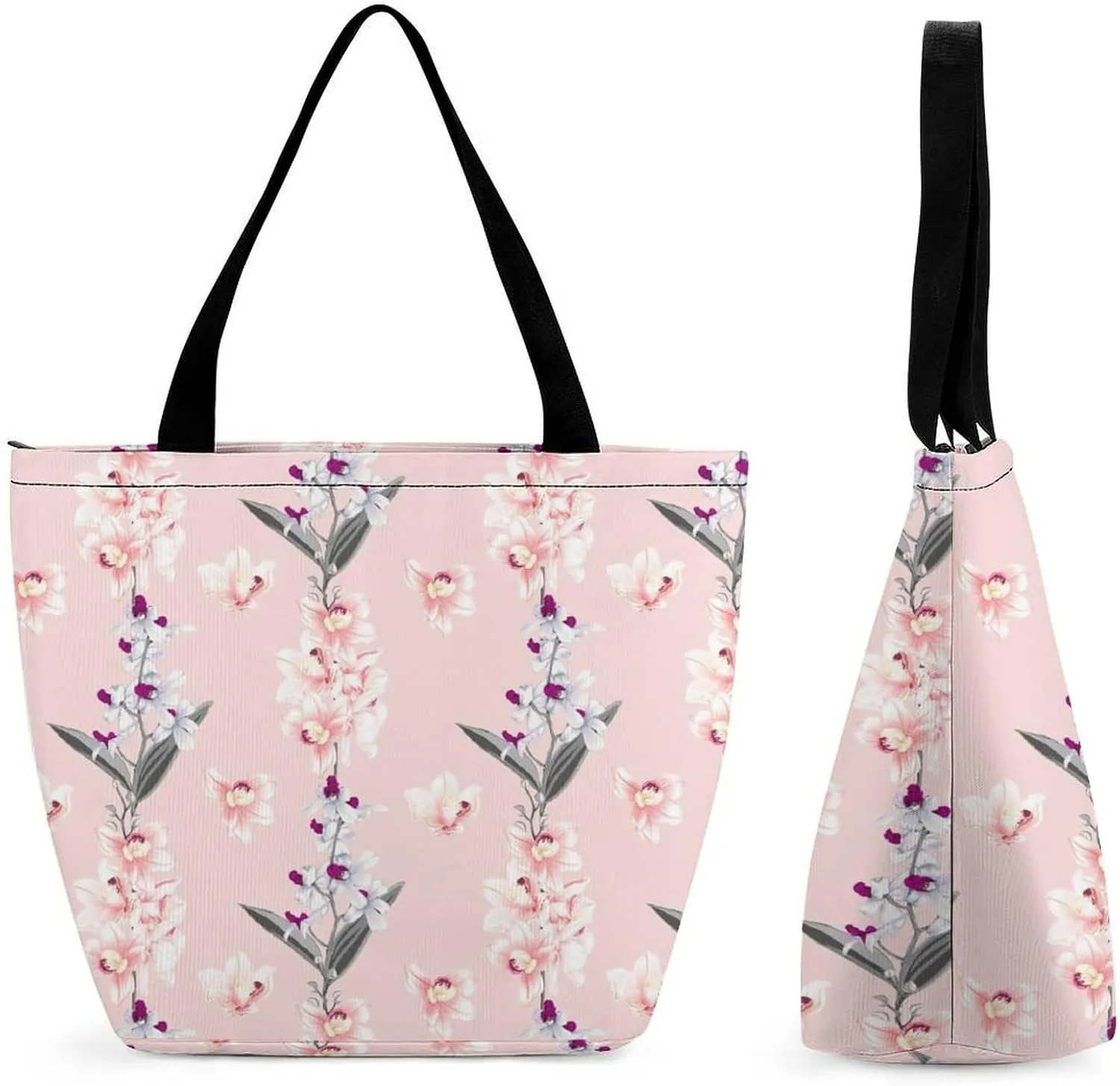 Red Rose Flowers Print Hobo Handbags With Zipper Women's Tote Handbags