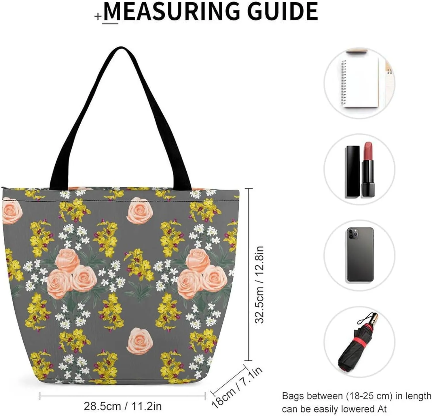 Red Rose Flowers Print Hobo Handbags With Zipper Women's Tote Handbags