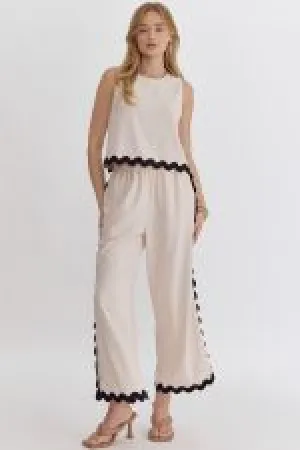 Ric Rac Trim Wide Leg Pant