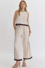 Ric Rac Trim Wide Leg Pant