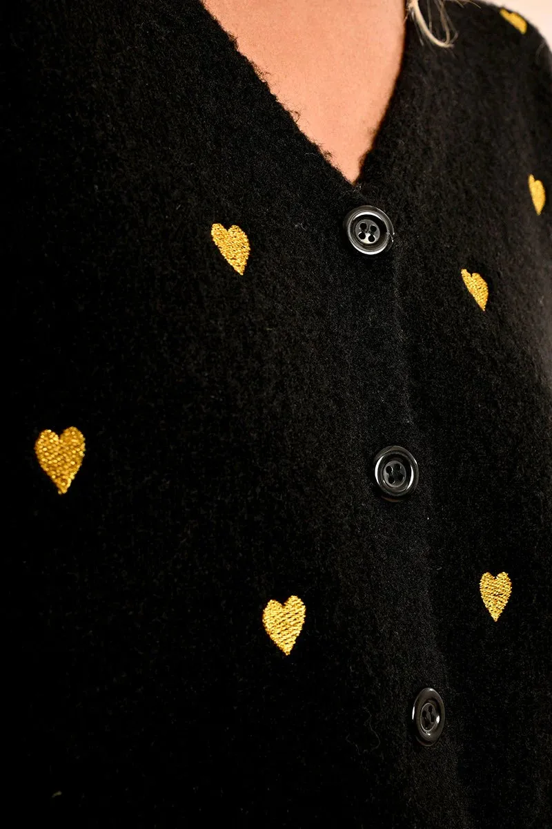 Short V Neck Cardigan - Black