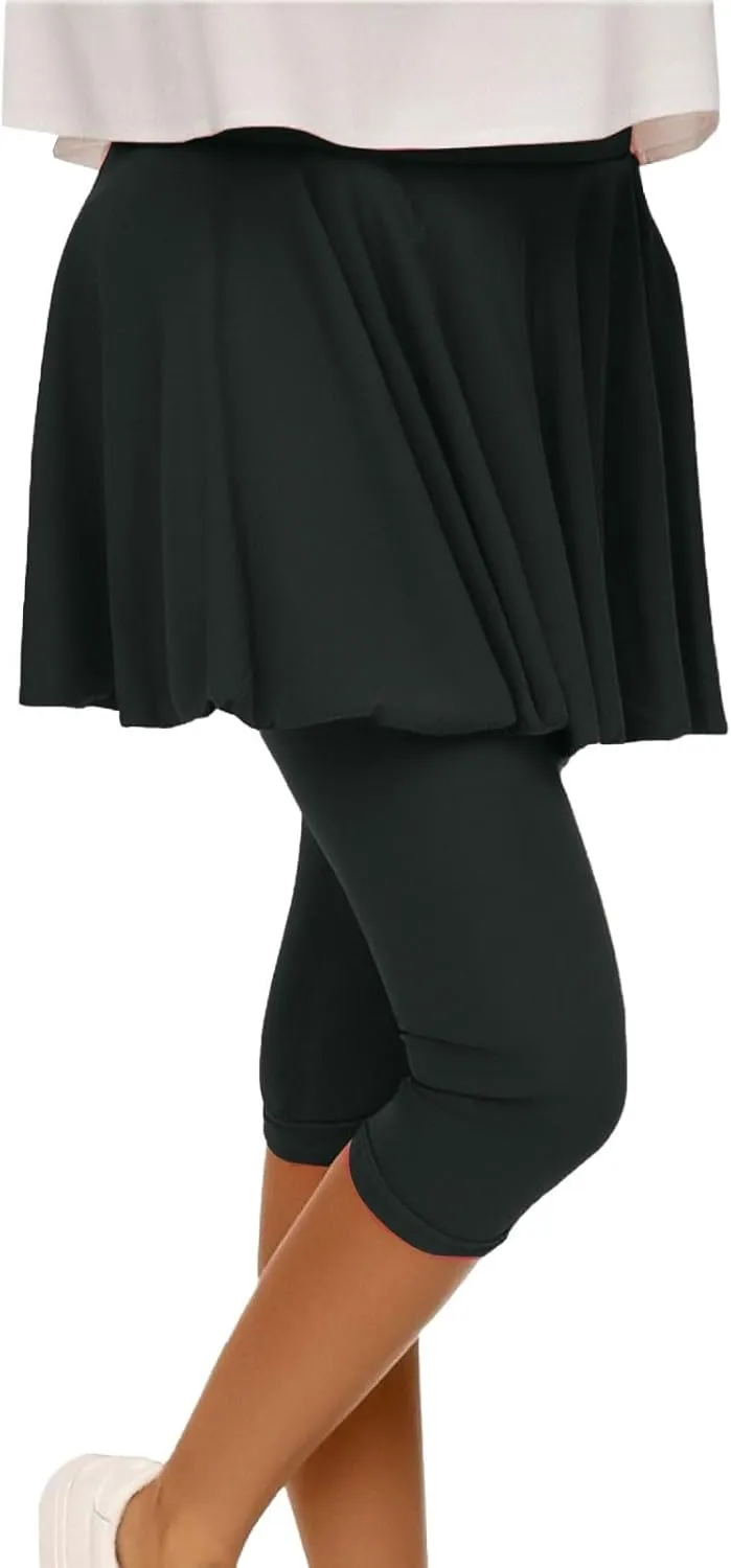 Skirted Leggings for Women 2025 Tennis Golf Skorts Capris Gym Tennis Yoga Legging with Skirts Sports Running Pickleball