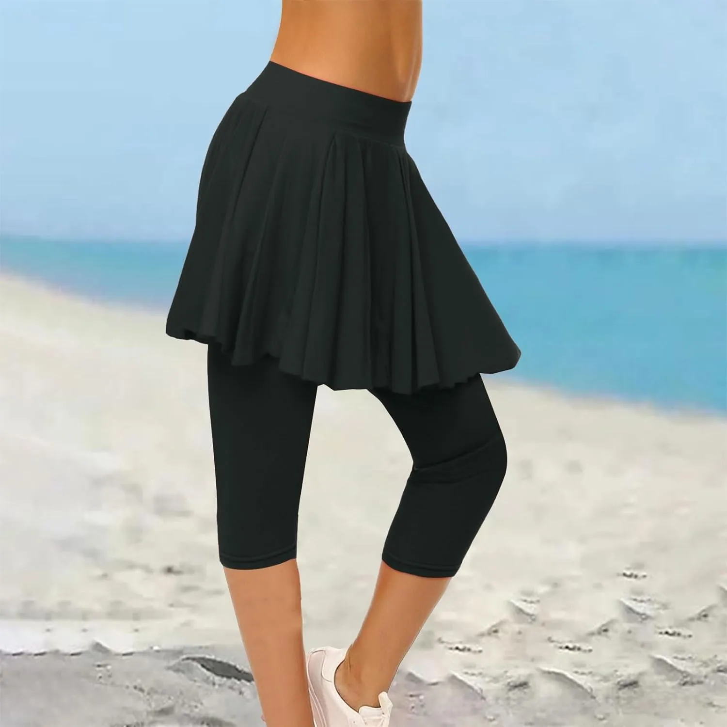 Skirted Leggings for Women 2025 Tennis Golf Skorts Capris Gym Tennis Yoga Legging with Skirts Sports Running Pickleball
