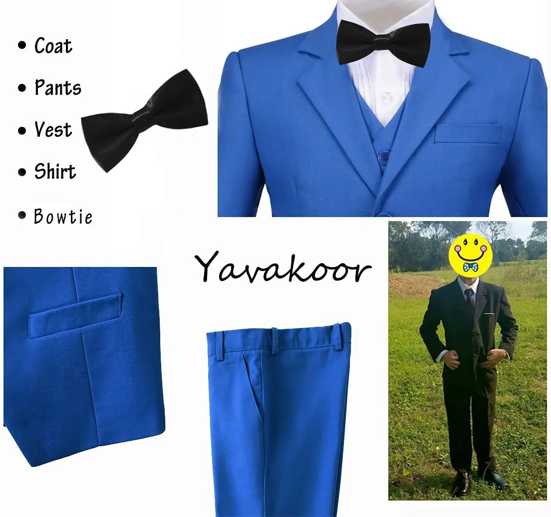Suits for Boy 5 Pieces Boys Suit Formal Toddler Blazer Vest Pants Kis Tuxedos