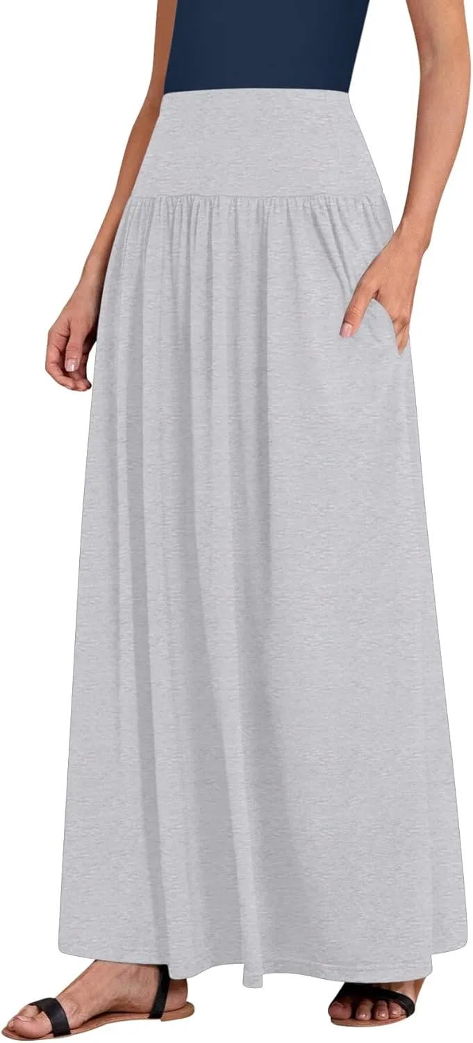 Sweet Hearts Maxi Skirts for Women with Pockets- Elastic Waist Casual Long Skirts XS-XL Made in USA