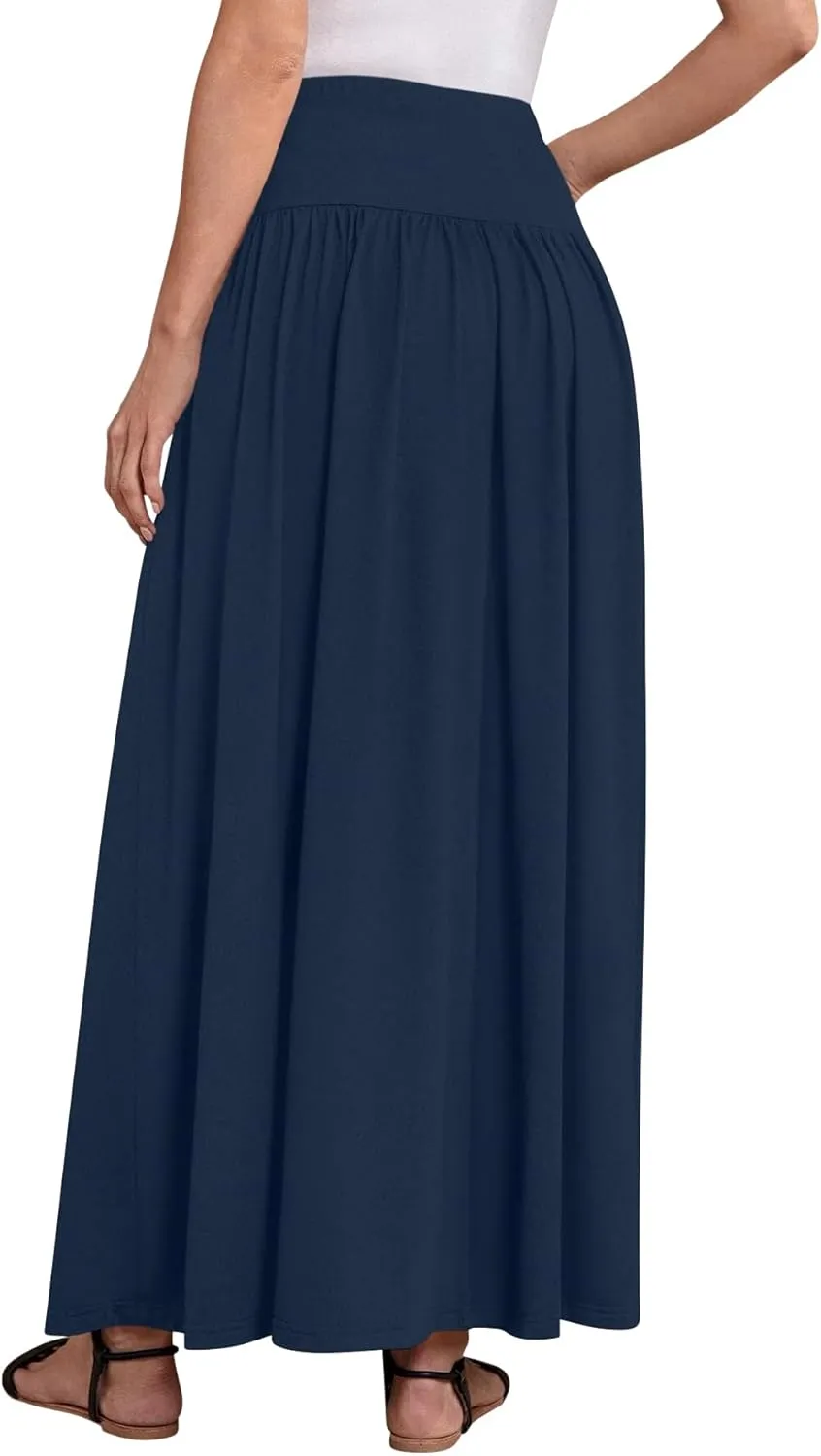 Sweet Hearts Maxi Skirts for Women with Pockets- Elastic Waist Casual Long Skirts XS-XL Made in USA