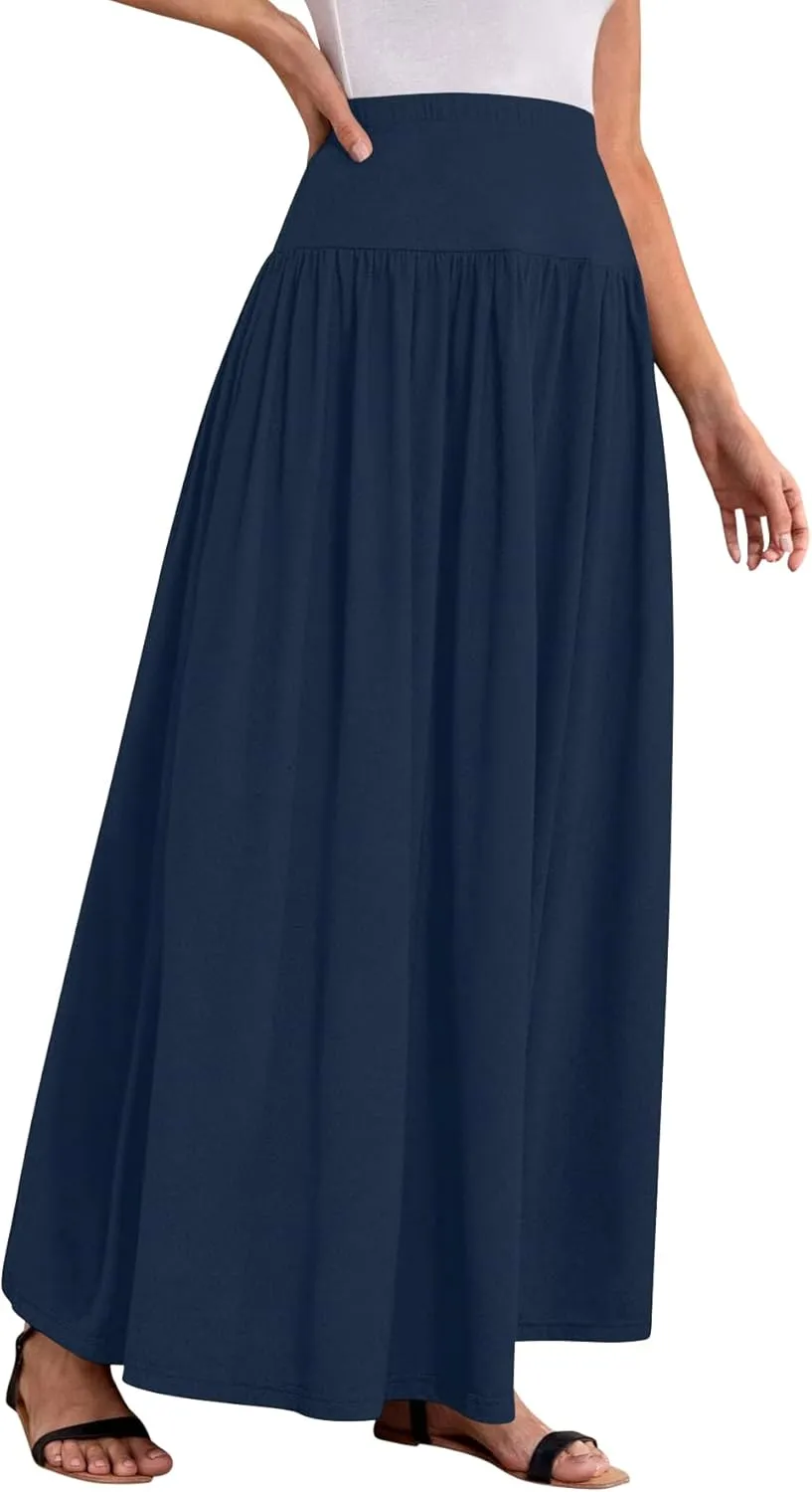 Sweet Hearts Maxi Skirts for Women with Pockets- Elastic Waist Casual Long Skirts XS-XL Made in USA
