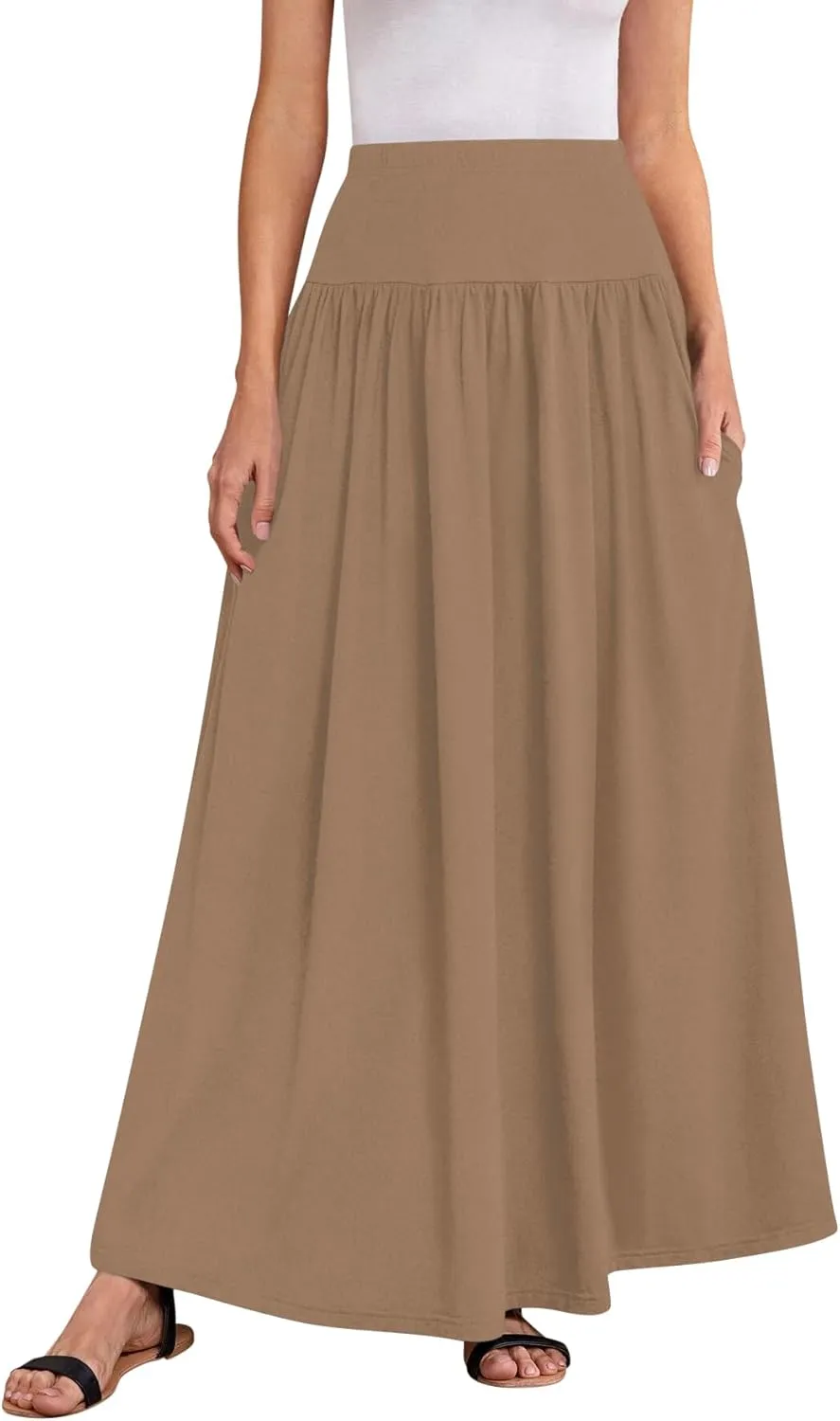 Sweet Hearts Maxi Skirts for Women with Pockets- Elastic Waist Casual Long Skirts XS-XL Made in USA
