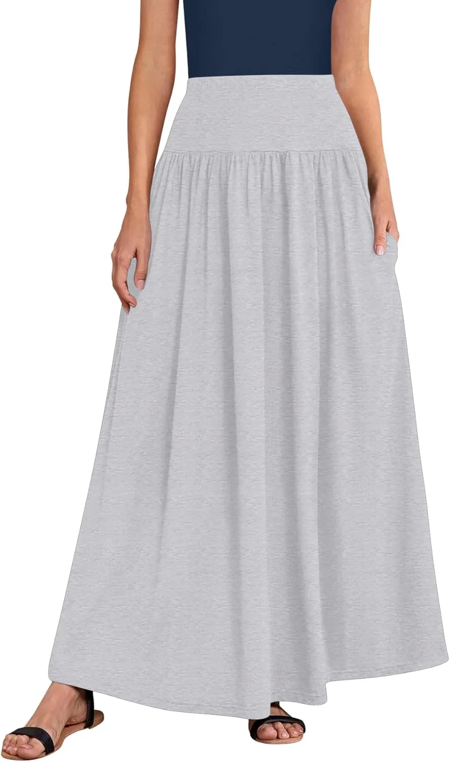 Sweet Hearts Maxi Skirts for Women with Pockets- Elastic Waist Casual Long Skirts XS-XL Made in USA