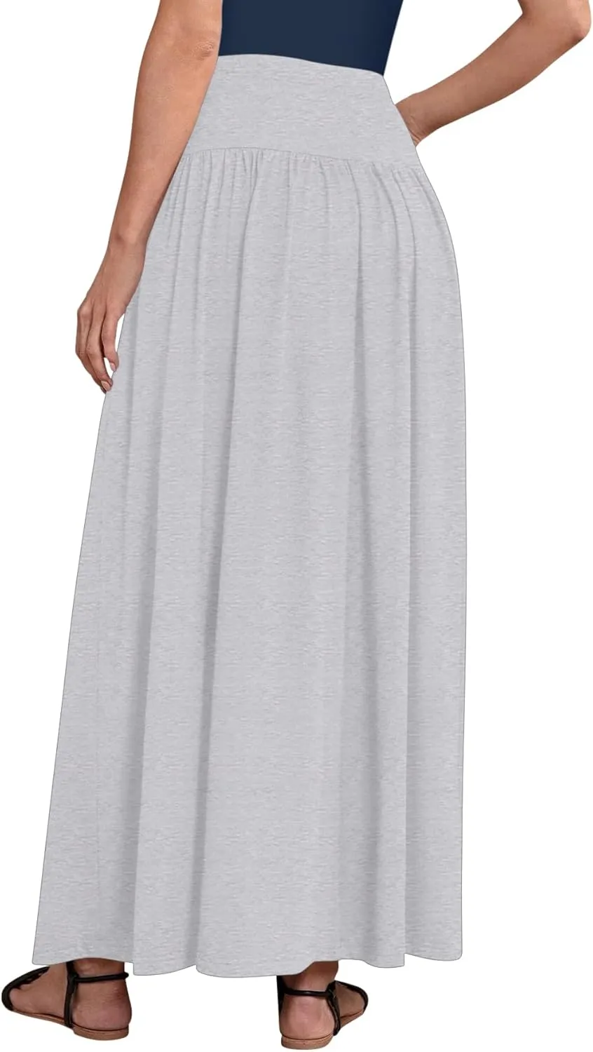 Sweet Hearts Maxi Skirts for Women with Pockets- Elastic Waist Casual Long Skirts XS-XL Made in USA