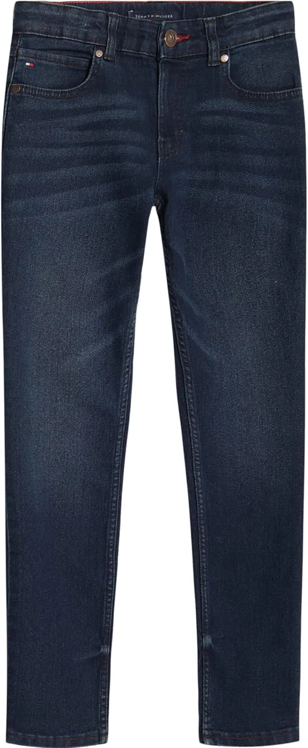 Tommy Hilfiger Boys 5-Pocket Stretch Skinny Fit Denim Jean, Zipper Fly & Button Closure