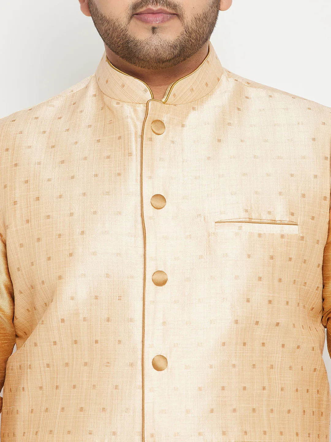 VASTRAMAY Gold Zari Nehru Jacket Kurta