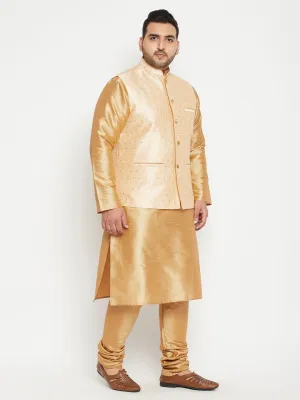 VASTRAMAY Gold Zari Nehru Jacket Kurta