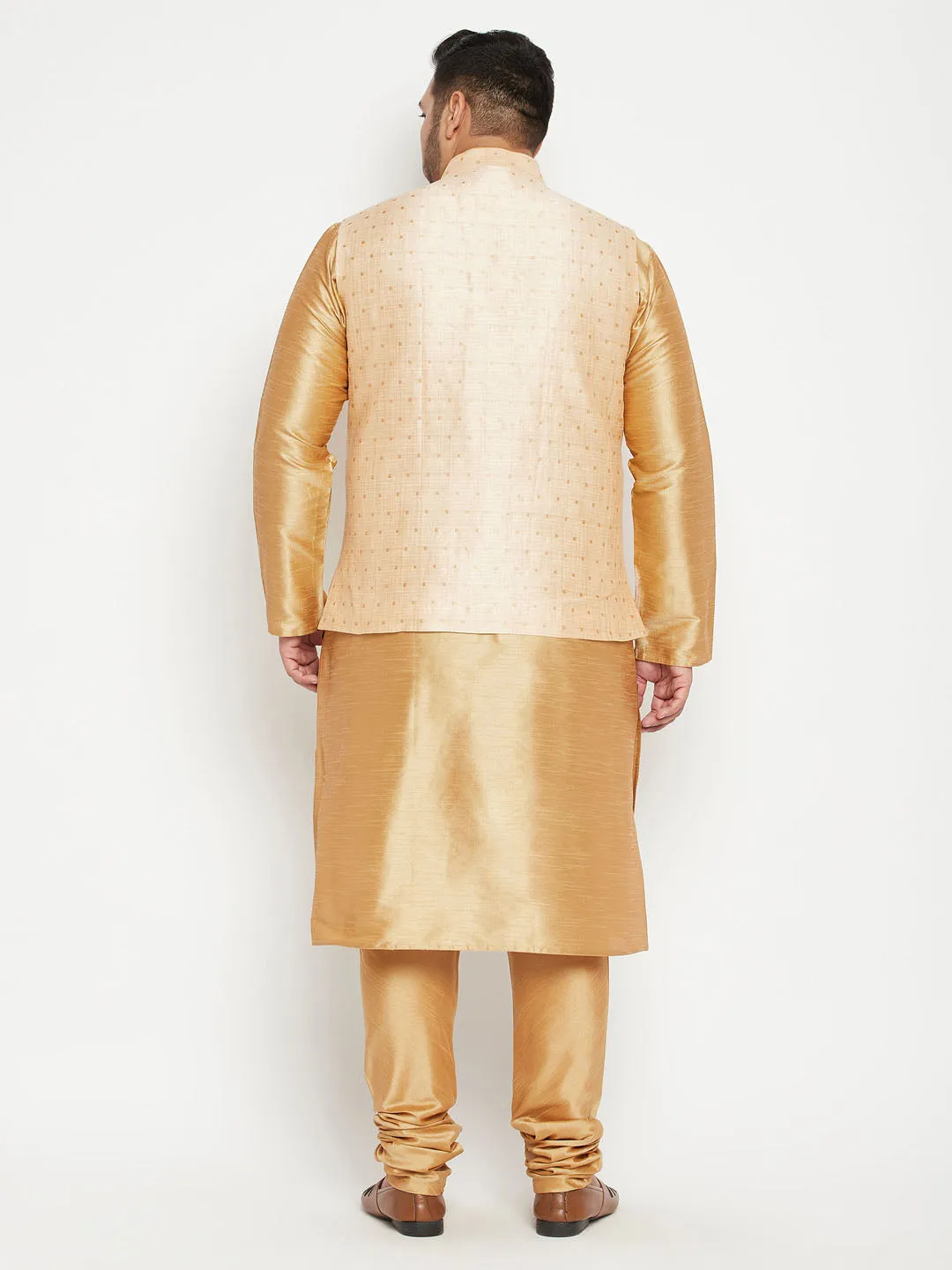 VASTRAMAY Gold Zari Nehru Jacket Kurta