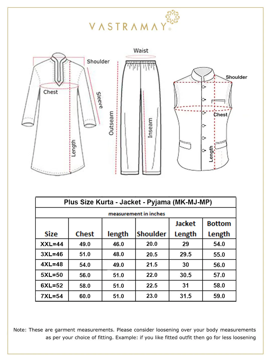 VASTRAMAY Gold Zari Nehru Jacket Kurta