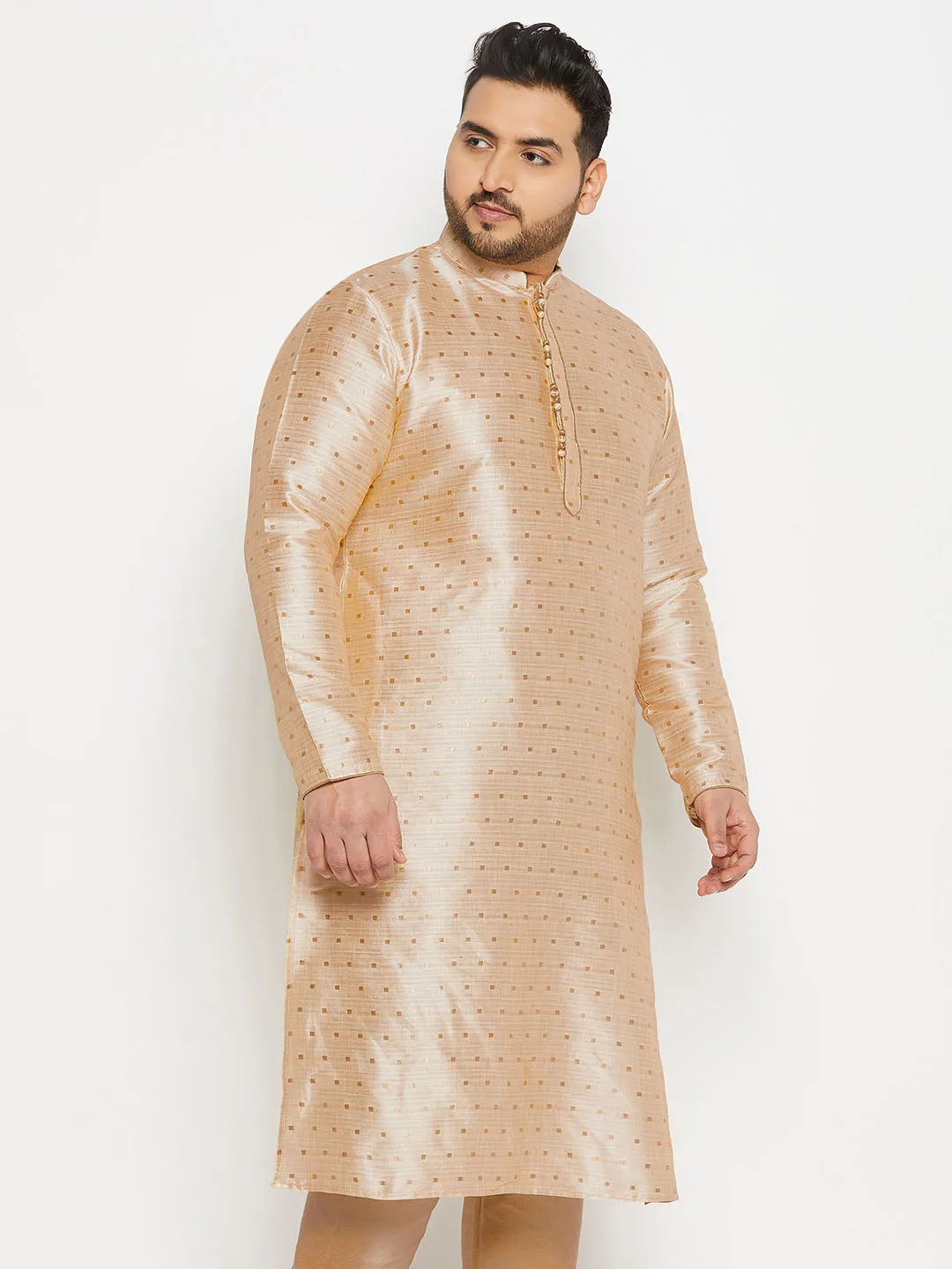 VASTRAMAY Gold Zari Weaved Silk Kurta