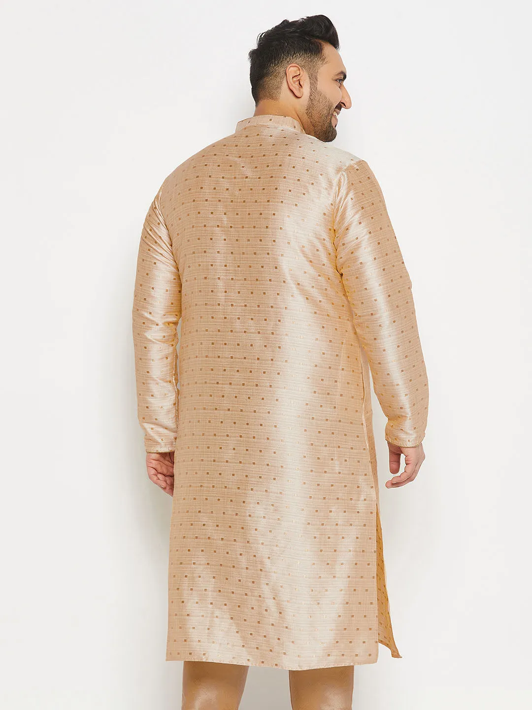 VASTRAMAY Gold Zari Weaved Silk Kurta