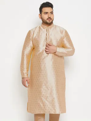VASTRAMAY Gold Zari Weaved Silk Kurta