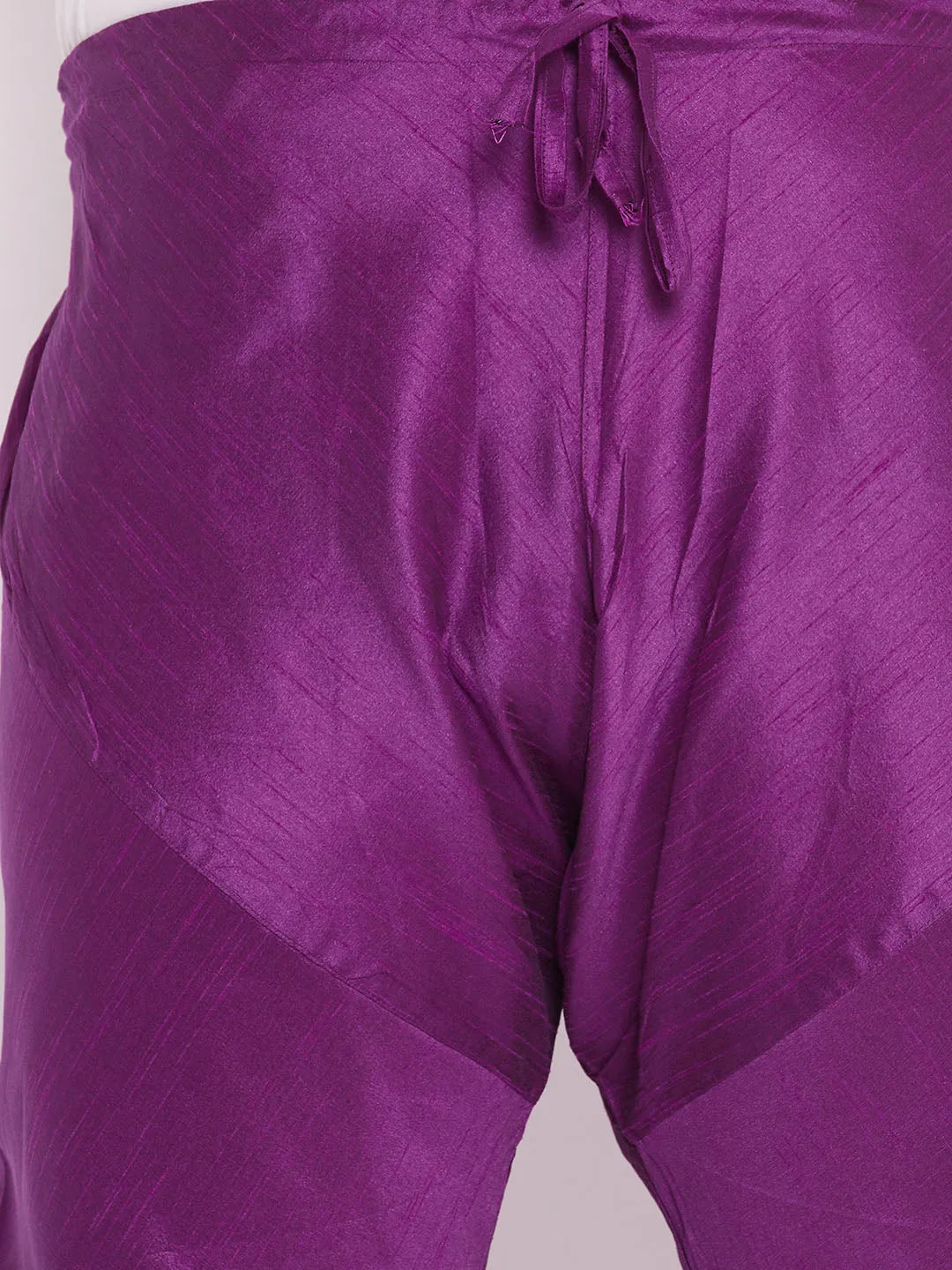 VASTRAMAY Plus Size Purple Cotton Silk Pyjama