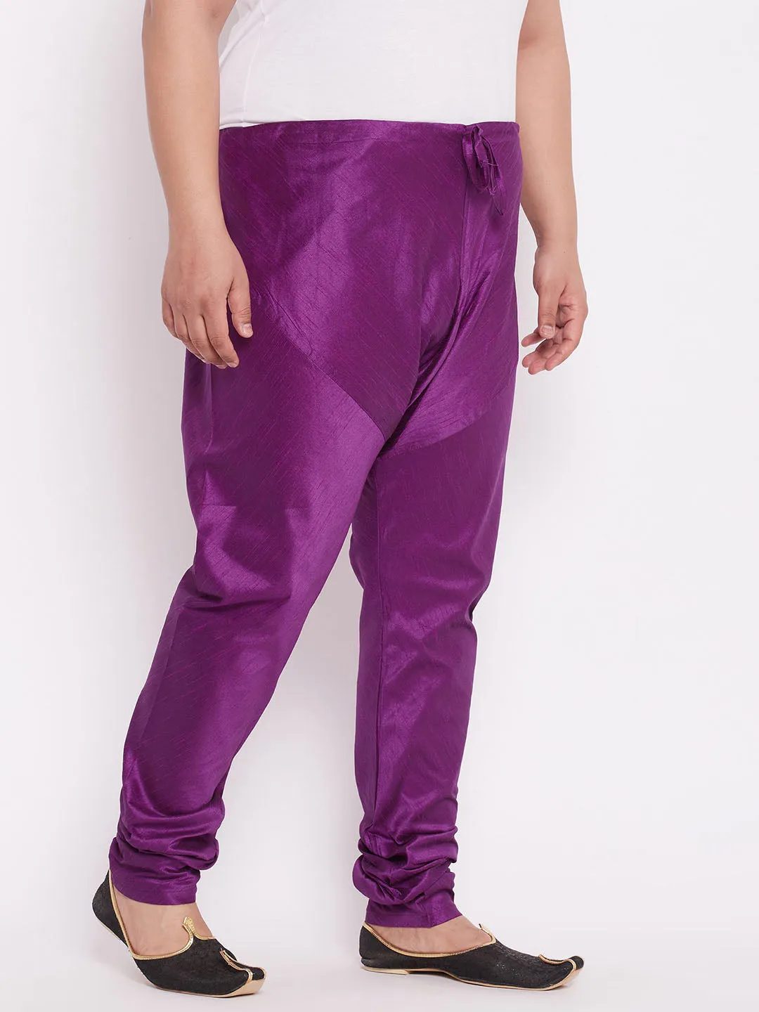VASTRAMAY Plus Size Purple Cotton Silk Pyjama