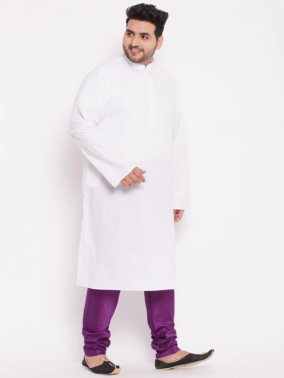 VASTRAMAY Plus Size Purple Cotton Silk Pyjama