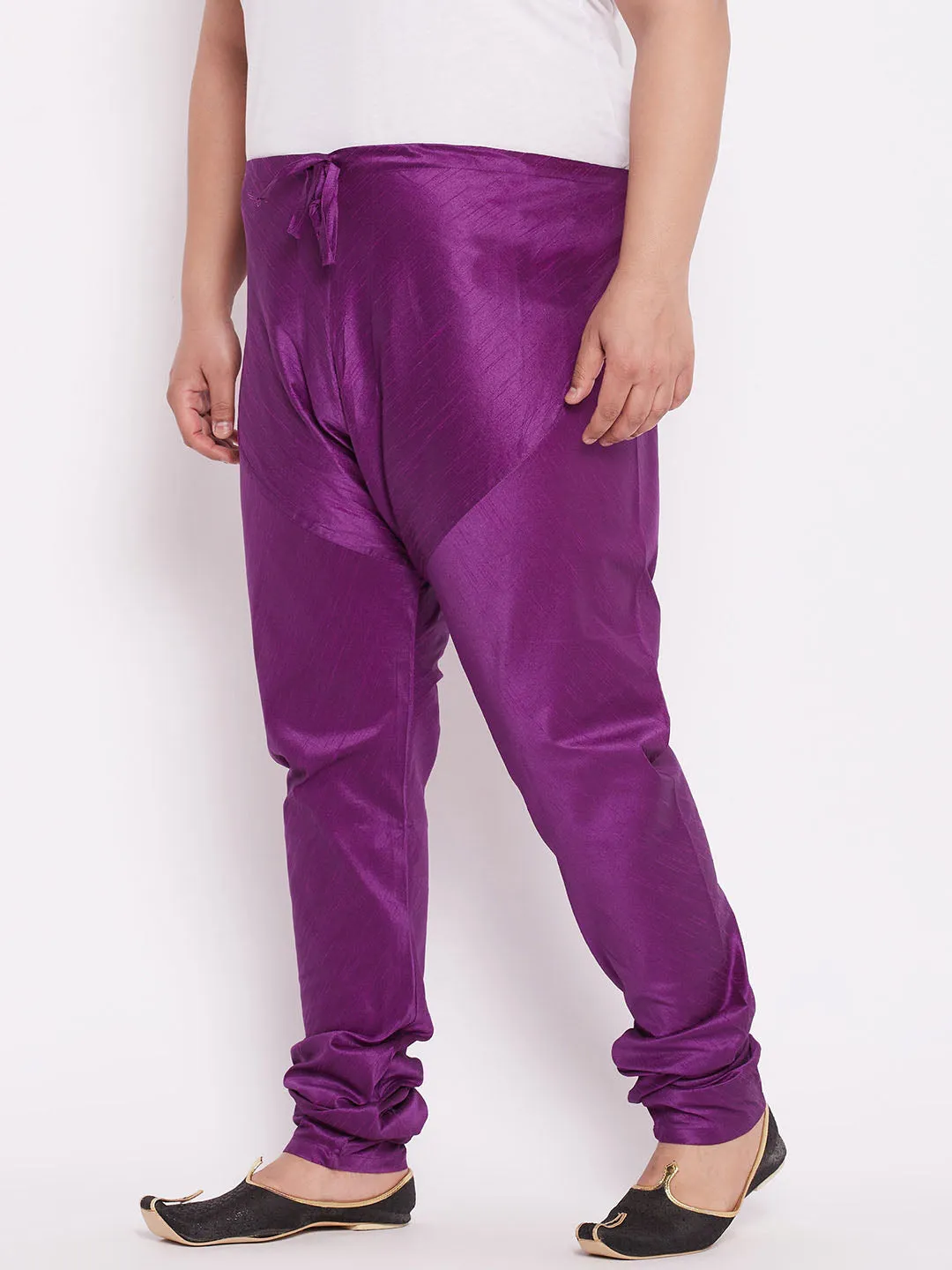 VASTRAMAY Plus Size Purple Cotton Silk Pyjama