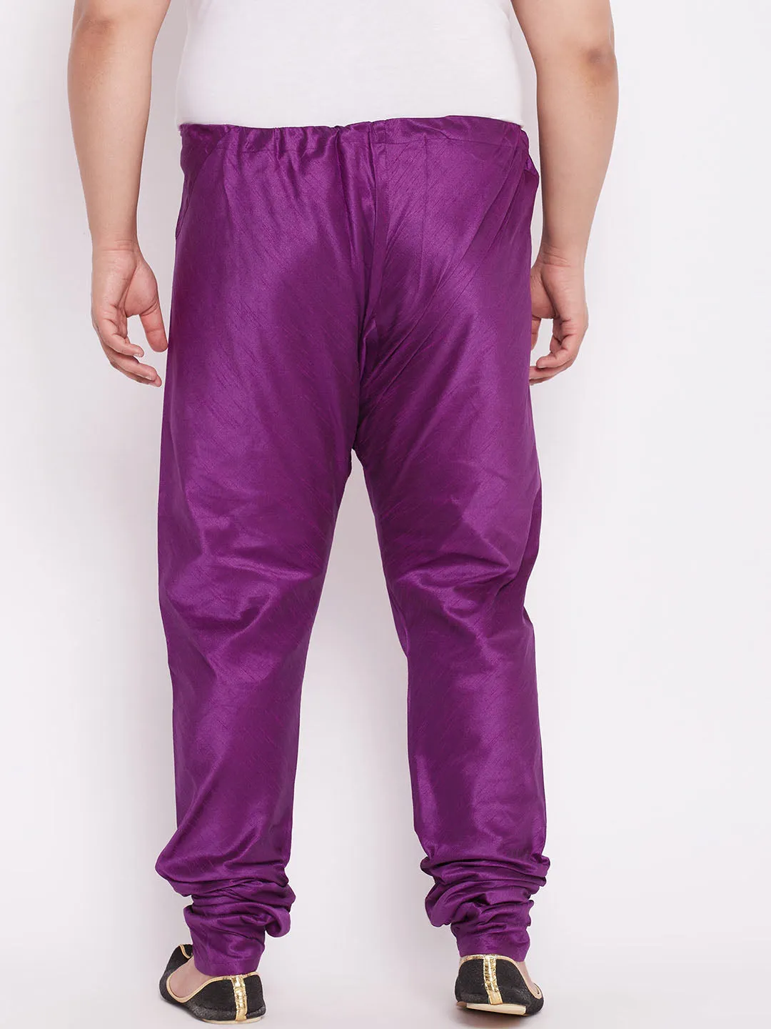 VASTRAMAY Plus Size Purple Cotton Silk Pyjama