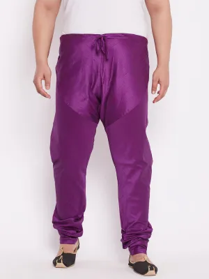 VASTRAMAY Plus Size Purple Cotton Silk Pyjama