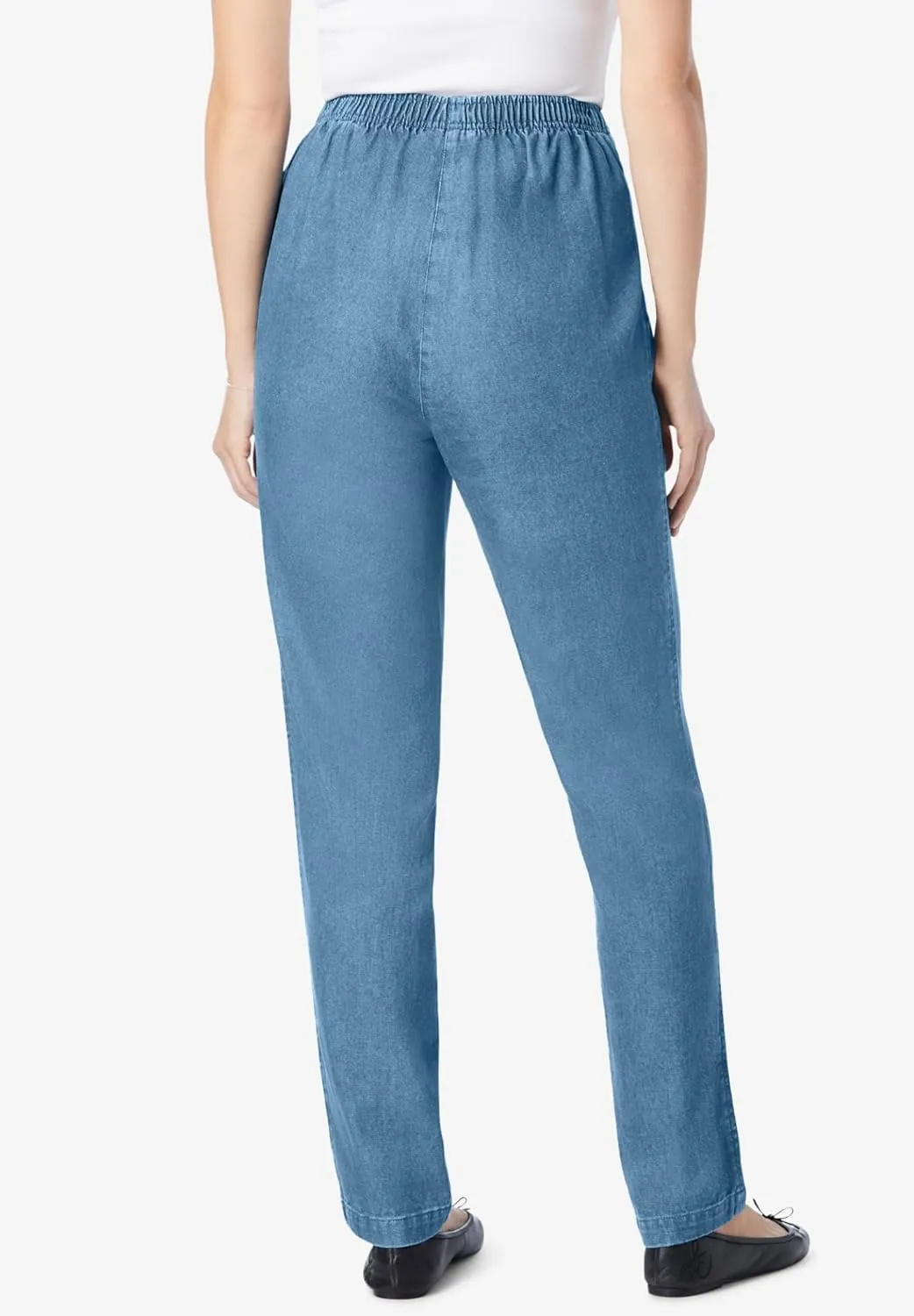Woman Within Plus Size 7-Day Straight-Leg Elastic-Waist Denim Jean (Petite & Tall Available)