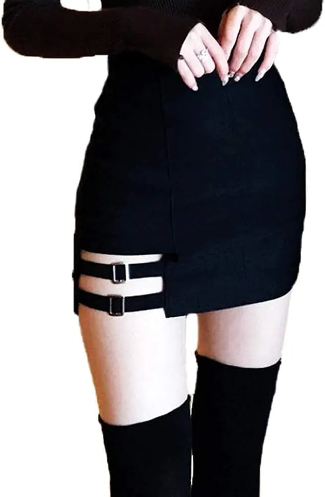 Womens Asymmetrical Skirt High Waist Gothic Dance Short Mini Bodycon Skirts