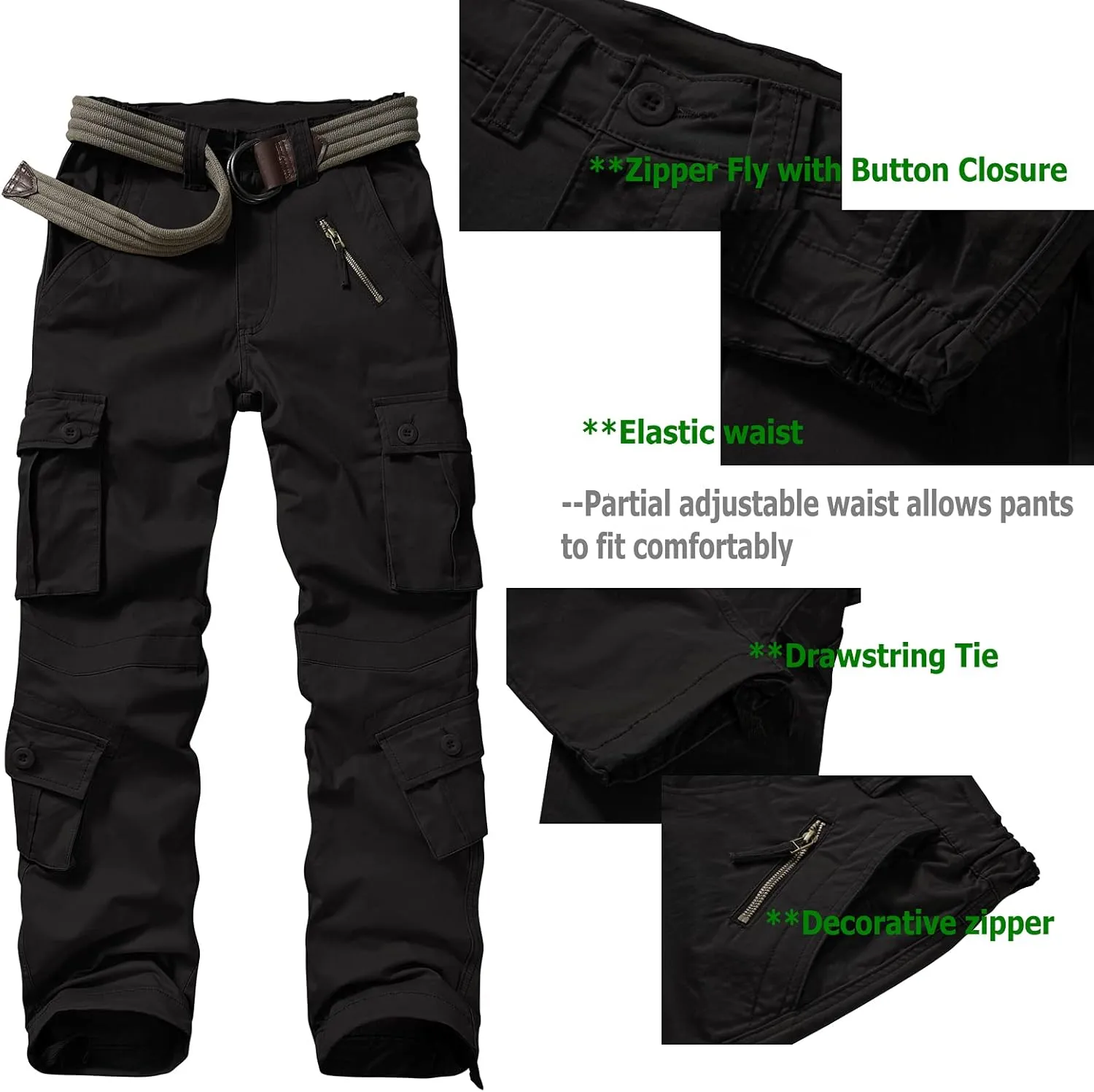 Women's Cotton Casual Military Army Cargo Combat Work Pants with 8 Pocket