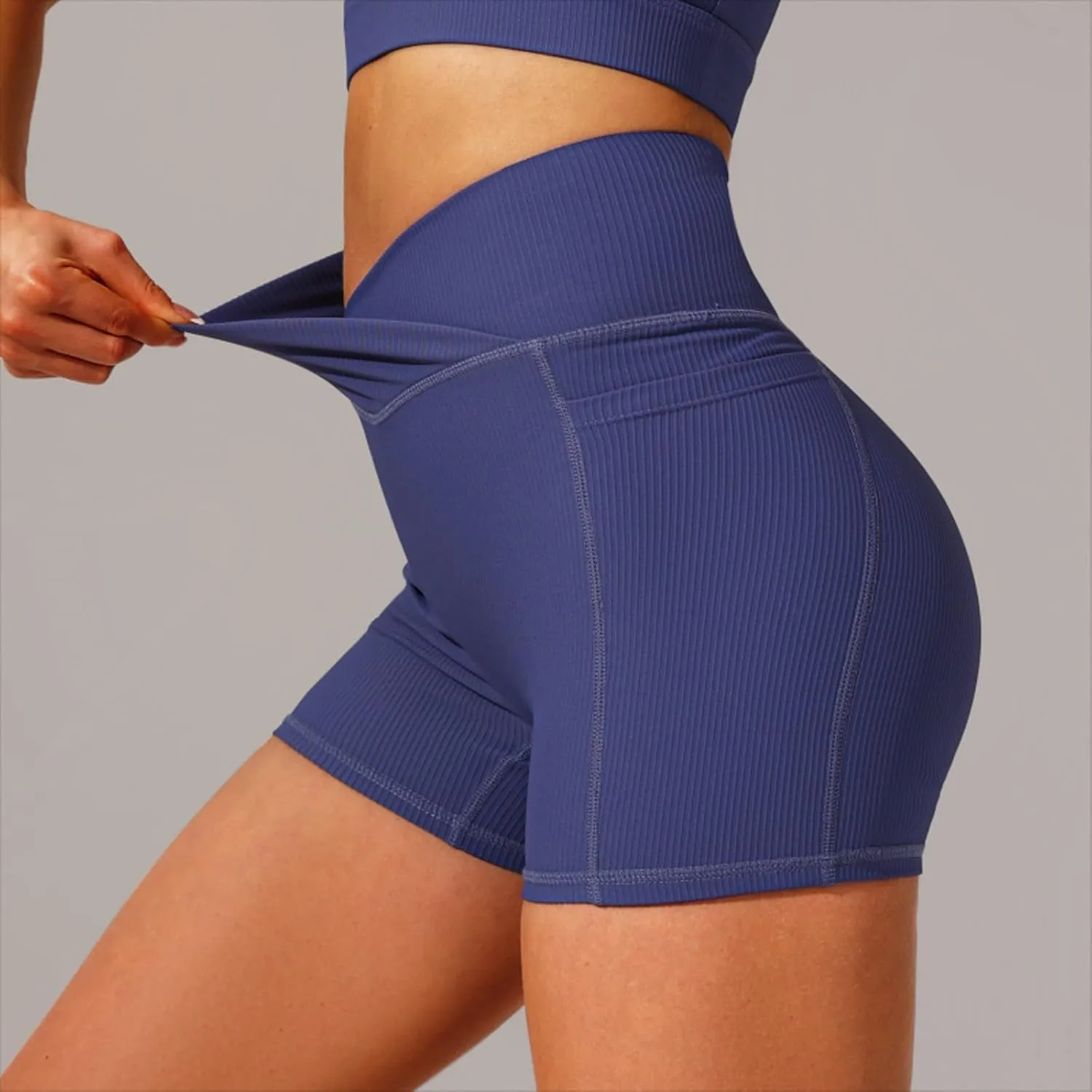 Womens High Waist Yoga Shorts Abdomen Control Training Running Pants Shorts for Women