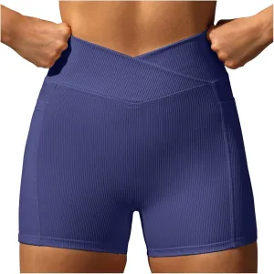 Womens High Waist Yoga Shorts Abdomen Control Training Running Pants Shorts for Women